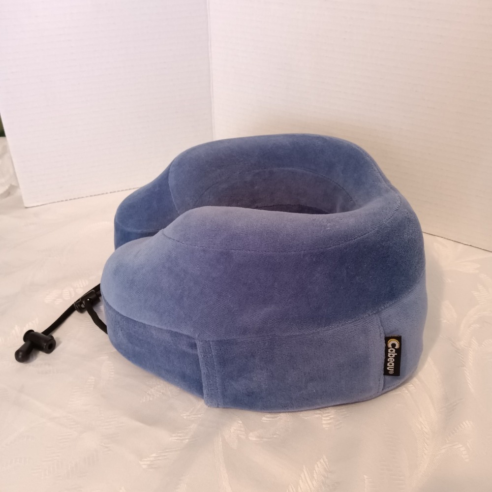 Cabeau Evolution Memory Foam Travel Pillow Neck Support Blue w/Drawstring NO BAG - Picture 5 of 8